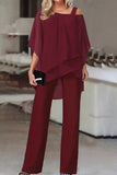 hulianfu Casual Solid Patchwork Oblique Collar Two Pieces(5 Colors)