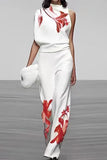 hulianfu Elegant Print Turtleneck Sleeveless Two Pieces(4 Colors)