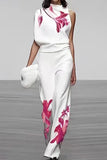 hulianfu Elegant Print Turtleneck Sleeveless Two Pieces(4 Colors)