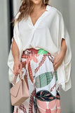 hulianfu Celebrities Elegant Floral Fold V Neck Two Pieces
