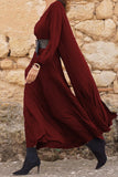 hulianfu Casual Solid With Belt V Neck Long Sleeve Two Pieces