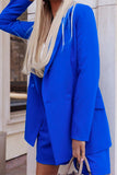 hulianfu Work Elegant Solid Patchwork Turn-back Collar Long Sleeve Two Pieces