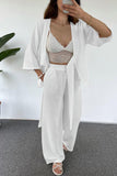 hulianfu Casual Simplicity Solid Pocket V Neck Three Quarter Two Pieces(3 Colors)
