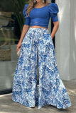 hulianfu Elegant Floral Patchwork Short Sleeve Two Pieces