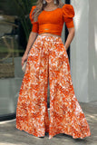 hulianfu Elegant Floral Patchwork Short Sleeve Two Pieces