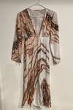 hulianfu Casual Print Patchwork V Neck Printed Dress Dresses(3 Colors)