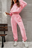 hulianfu Casual Sportswear Solid Fold Hooded Collar Long Sleeve Two Pieces