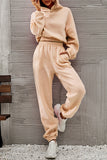 hulianfu Casual Sportswear Solid Fold Hooded Collar Long Sleeve Two Pieces