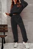 hulianfu Casual Sportswear Solid Fold Hooded Collar Long Sleeve Two Pieces