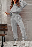 hulianfu Casual Sportswear Solid Fold Hooded Collar Long Sleeve Two Pieces