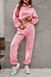 hulianfu Casual Sportswear Solid Fold Hooded Collar Long Sleeve Two Pieces