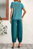 hulianfu Casual Solid Without Belt O Neck Short Sleeve Two Pieces(4 Colors)