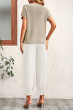 hulianfu Casual Solid Without Belt O Neck Short Sleeve Two Pieces(4 Colors)