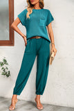 hulianfu Casual Solid Without Belt O Neck Short Sleeve Two Pieces(4 Colors)