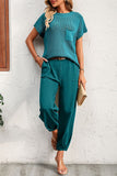 hulianfu Casual Solid Without Belt O Neck Short Sleeve Two Pieces(4 Colors)
