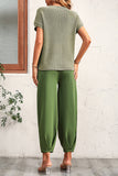 hulianfu Casual Solid Without Belt O Neck Short Sleeve Two Pieces(4 Colors)