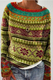 hulianfu Casual Color Block Contrast O Neck Sweaters(8 Colors)