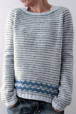 hulianfu Casual Color Block Contrast O Neck Sweaters(8 Colors)