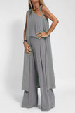hulianfu Casual Solid Oblique Collar Sleeveless three Pieces