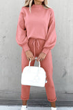 hulianfu Casual Simplicity Solid Patchwork Half A Turtleneck Long Sleeve Two Pieces