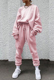 hulianfu Casual Solid Pocket O Neck Long Sleeve Two Pieces