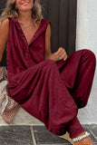 hulianfu Casual Solid Buckle Hooded Collar Loose Jumpsuits(10 Colors)