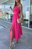 hulianfu Sexy Celebrities Solid Hollowed Out Pocket Slit V Neck Evening Dress Dresses(4 Colors)