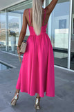 hulianfu Sexy Celebrities Solid Hollowed Out Pocket Slit V Neck Evening Dress Dresses(4 Colors)