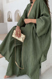 hulianfu Casual Simplicity Solid Fold Cardigan Collar Long Sleeve Two Pieces