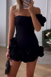 hulianfu Sexy Solid Fold Asymmetrical One Shoulder Bud Dresses(3 Colors)