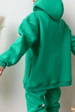 hulianfu Casual Solid Pocket Hooded Collar Long Sleeve Two Pieces