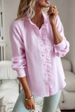 hulianfu British Style Solid Patchwork Lotus Leaf Collar Blouses(4 Colors)