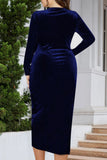 hulianfu Casual Solid Patchwork V Neck Long Sleeve Plus Size Dresses