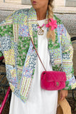 hulianfu Casual Floral Pocket Turndown Collar Outerwear