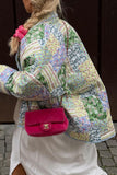 hulianfu Casual Floral Pocket Turndown Collar Outerwear