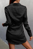 hulianfu - Sexy Animal Print Frenulum Printing Turndown Collar Wrapped Skirt Dresses(3 Colors)