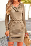 hulianfu Sexy Party Solid Fold Sequined Scarf Collar Wrapped Skirt Dresses(6 Colors)