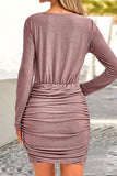 hulianfu Sexy Party Solid Fold Sequined Scarf Collar Wrapped Skirt Dresses(6 Colors)