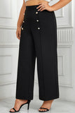 hulianfu Casual Solid Patchwork Plus Size Trousers