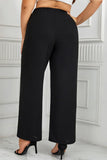 hulianfu Casual Solid Patchwork Plus Size Trousers