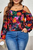 hulianfu Casual Print Hollowed Out Backless Spaghetti Strap Plus Size Tops