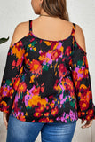 hulianfu Casual Print Hollowed Out Backless Spaghetti Strap Plus Size Tops
