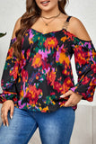 hulianfu Casual Print Hollowed Out Backless Spaghetti Strap Plus Size Tops