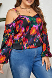 hulianfu Casual Print Hollowed Out Backless Spaghetti Strap Plus Size Tops