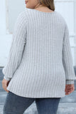 hulianfu Casual Solid Patchwork V Neck Plus Size Tops