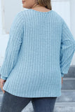 hulianfu Casual Solid Patchwork V Neck Plus Size Tops