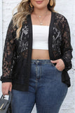 hulianfu Sexy Casual Solid See-through Cardigan Plus Size Overcoat
