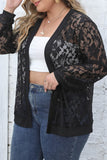 hulianfu Sexy Casual Solid See-through Cardigan Plus Size Overcoat