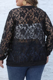 hulianfu Sexy Casual Solid See-through Cardigan Plus Size Overcoat