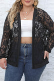 hulianfu Sexy Casual Solid See-through Cardigan Plus Size Overcoat